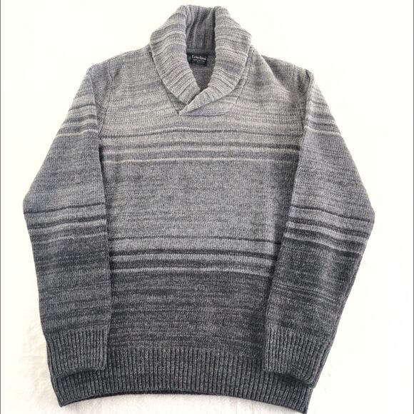 Trisline Shawl Collar Made In Italy WoolBlend Sweater Men's Medium Pullover Grey - Picture 1 of 8